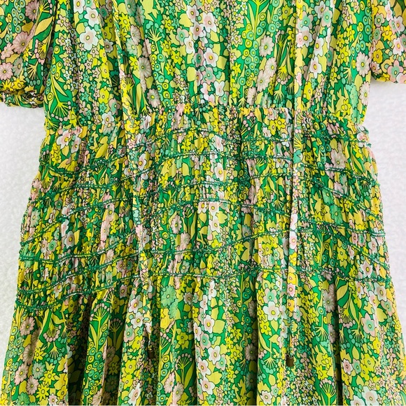 TED BAKER green floral tie London Ursille Midi Dress. Size 4/Large - Picture 3 of 16